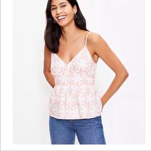 Loft Coral Starburst Peplum Tank Top NWT Sz XL
